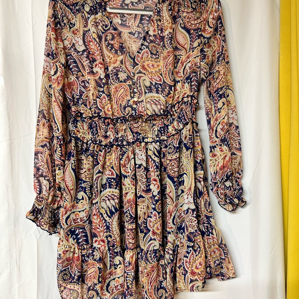 Zara Colorful Paisley Long Sleeve Dress